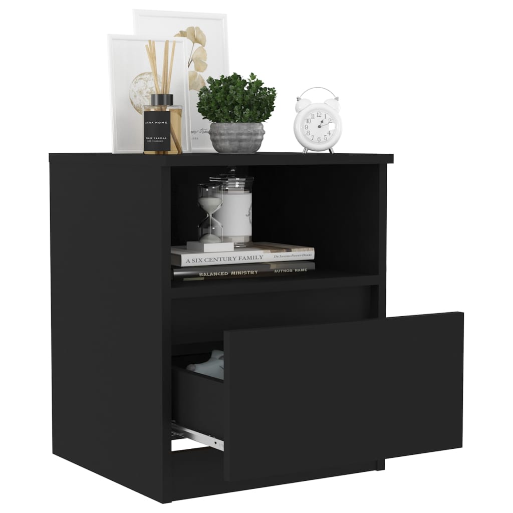 NNEVL Bed Cabinets 2 pcs Black 40x40x50 cm Chipboard-2