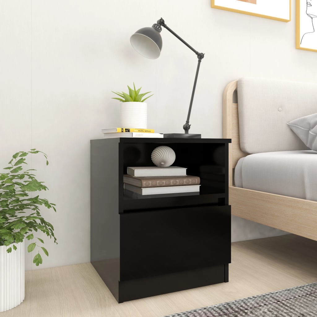 NNEVL Bed Cabinets 2 pcs Black 40x40x50 cm Chipboard-0