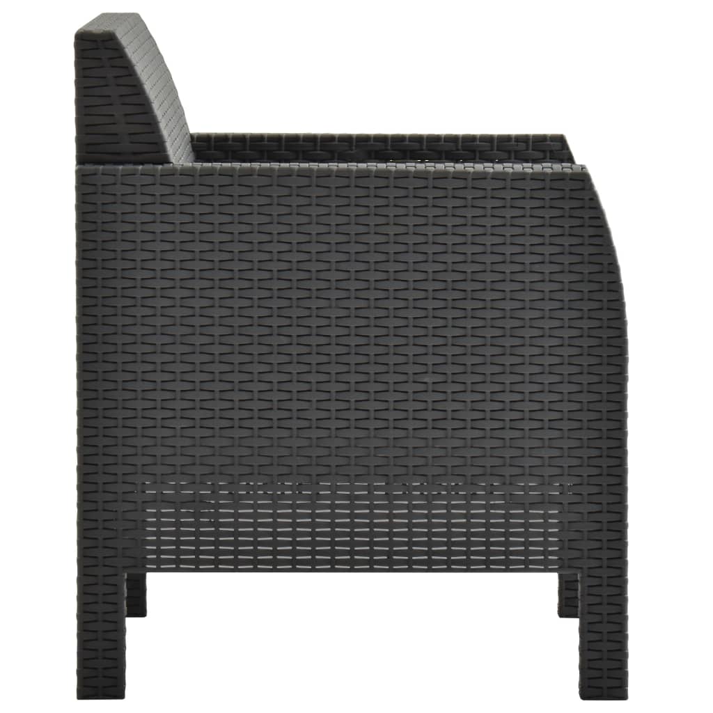 NNEVL Garden Chairs with Cushions 2 pcs PP Rattan Anthracite-3