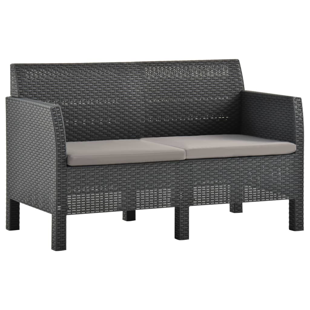 NNEVL 2 Piece Garden Lounge Set with Cushions PP Rattan Anthracite-2
