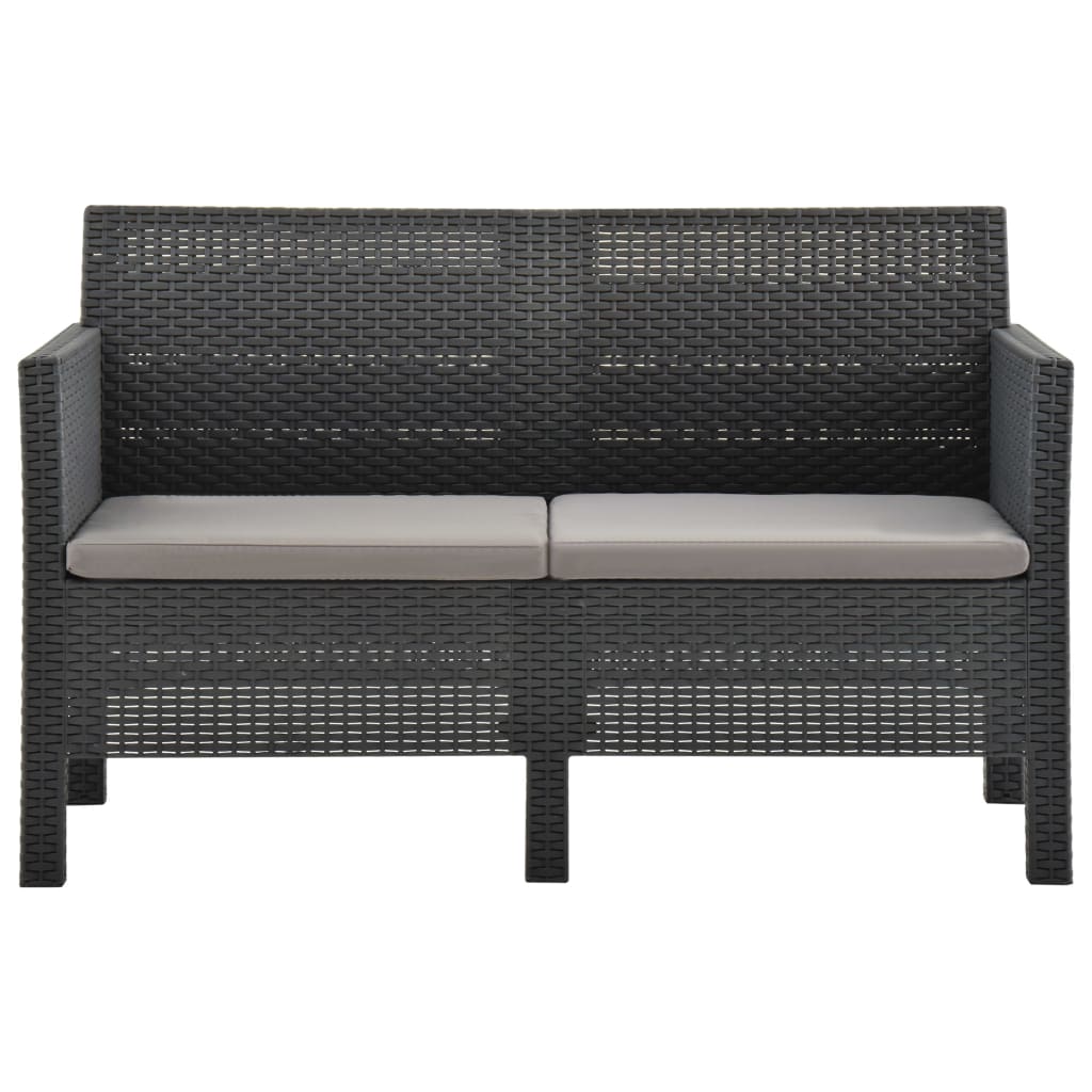 NNEVL 2 Piece Garden Lounge Set with Cushions PP Rattan Anthracite-3