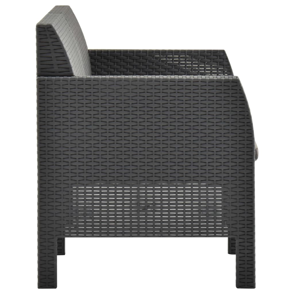 NNEVL 2 Piece Garden Lounge Set with Cushions PP Rattan Anthracite-4