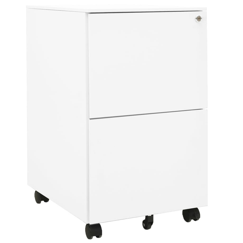 NNEVL Mobile File Cabinet White 39x45x67 cm Steel-0
