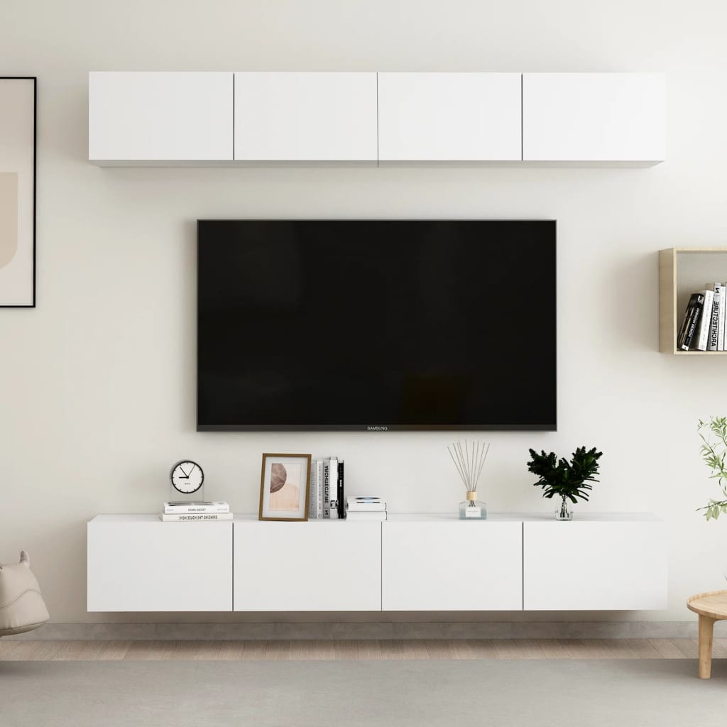 NNEVL TV Cabinets 4 pcs White 100x30x30 cm Engineered Wood-0