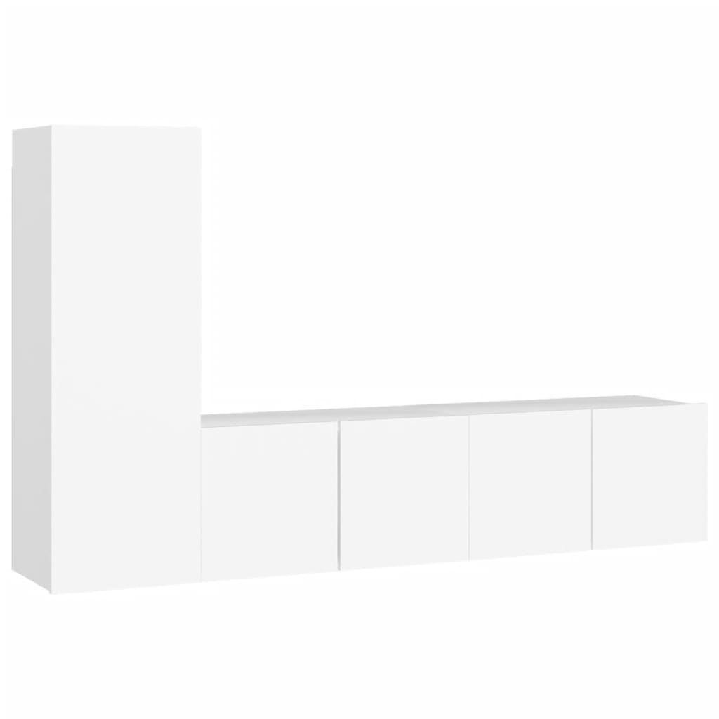 NNEVL 3 Piece TV Cabinet Set White Chipboard-1