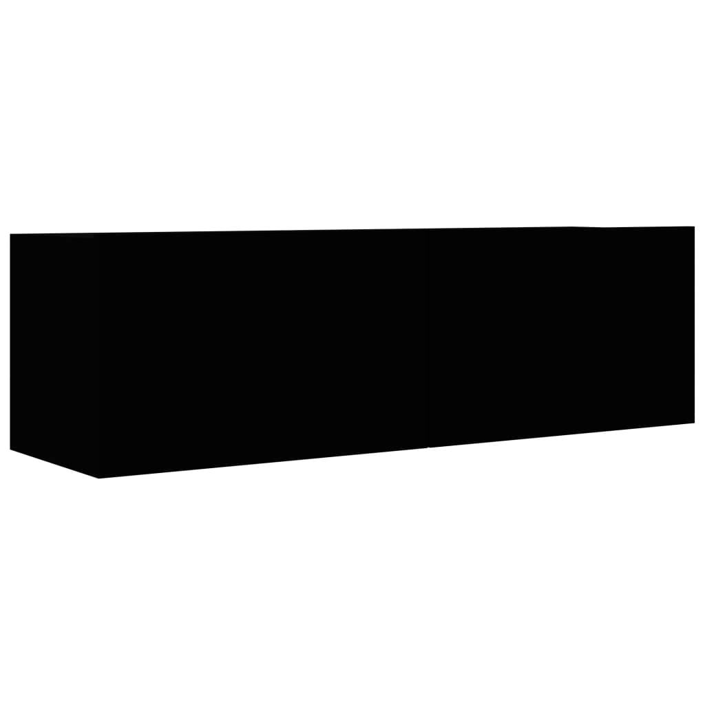 NNEVL 3 Piece TV Cabinet Set Black Chipboard-3