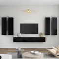 NNEVL 6 Piece TV Cabinet Set Black Chipboard-0