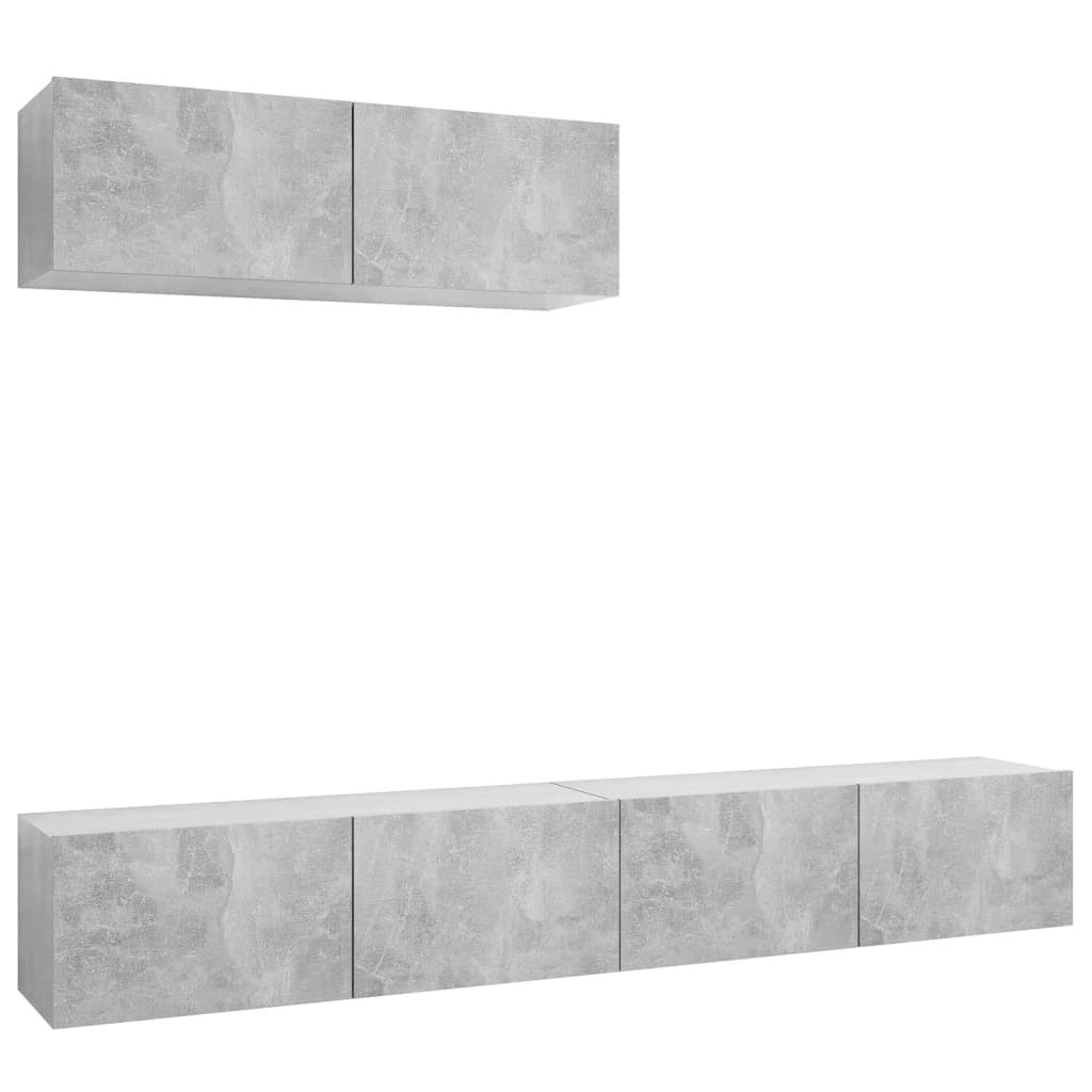 NNEVL TV Cabinets 3 pcs Concrete Grey Engineered Wood-1