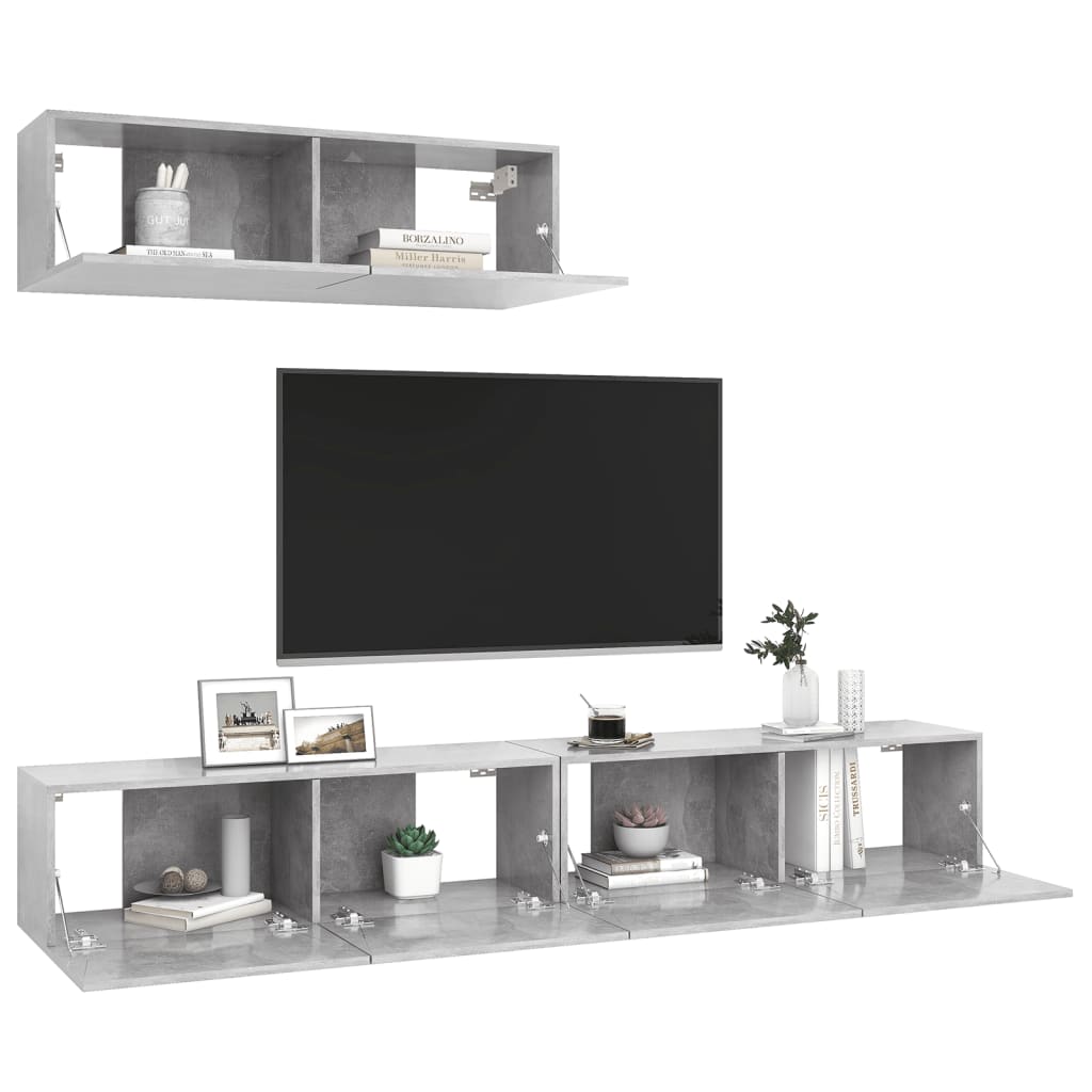 NNEVL TV Cabinets 3 pcs Concrete Grey Engineered Wood-2