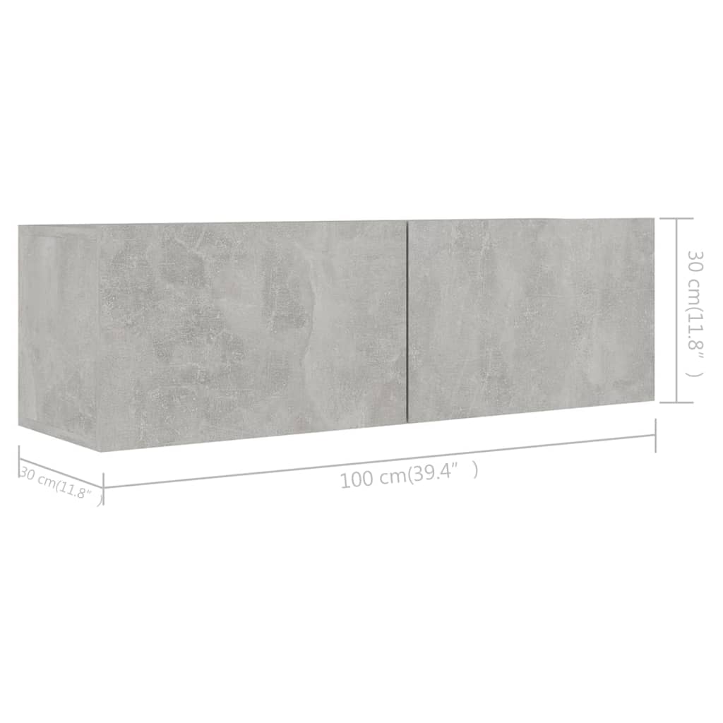NNEVL TV Cabinets 3 pcs Concrete Grey Engineered Wood-4