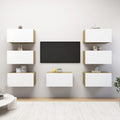 NNEVL TV Cabinets 7 pcs White and Sonoma Oak 30.5x30x60 cm Chipboard-0