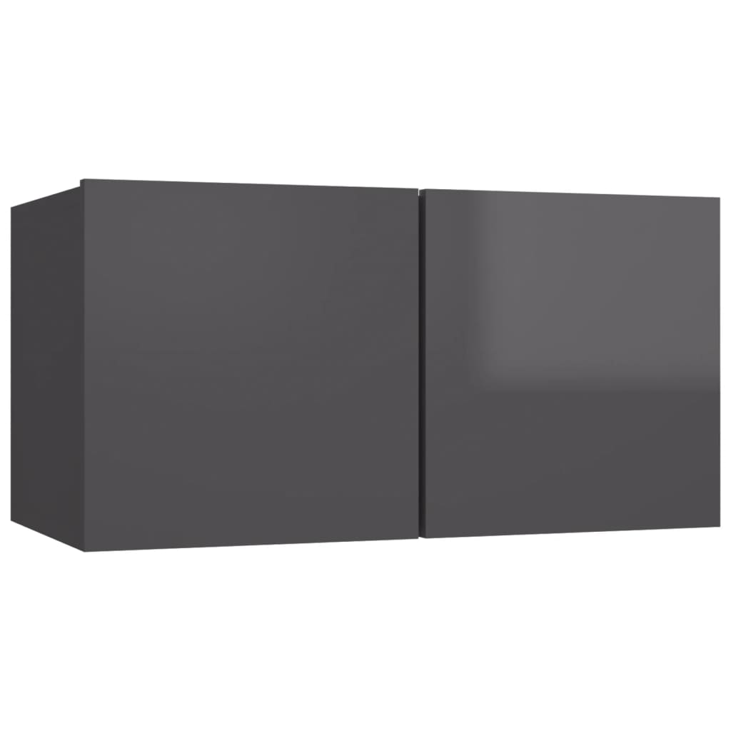 NNEVL TV Cabinets 4 pcs High Gloss Grey 60x30x30 cm Chipboard-4