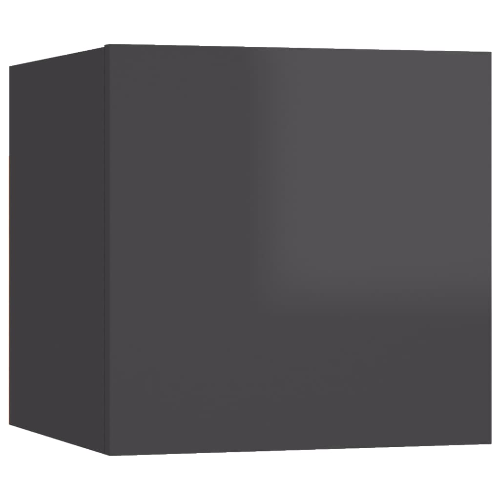NNEVL Wall Mounted TV Cabinets 8 pcs High Gloss Grey 30.5x30x30 cm-3