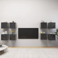 NNEVL Wall Mounted TV Cabinets 8 pcs High Gloss Grey 30.5x30x30 cm-0