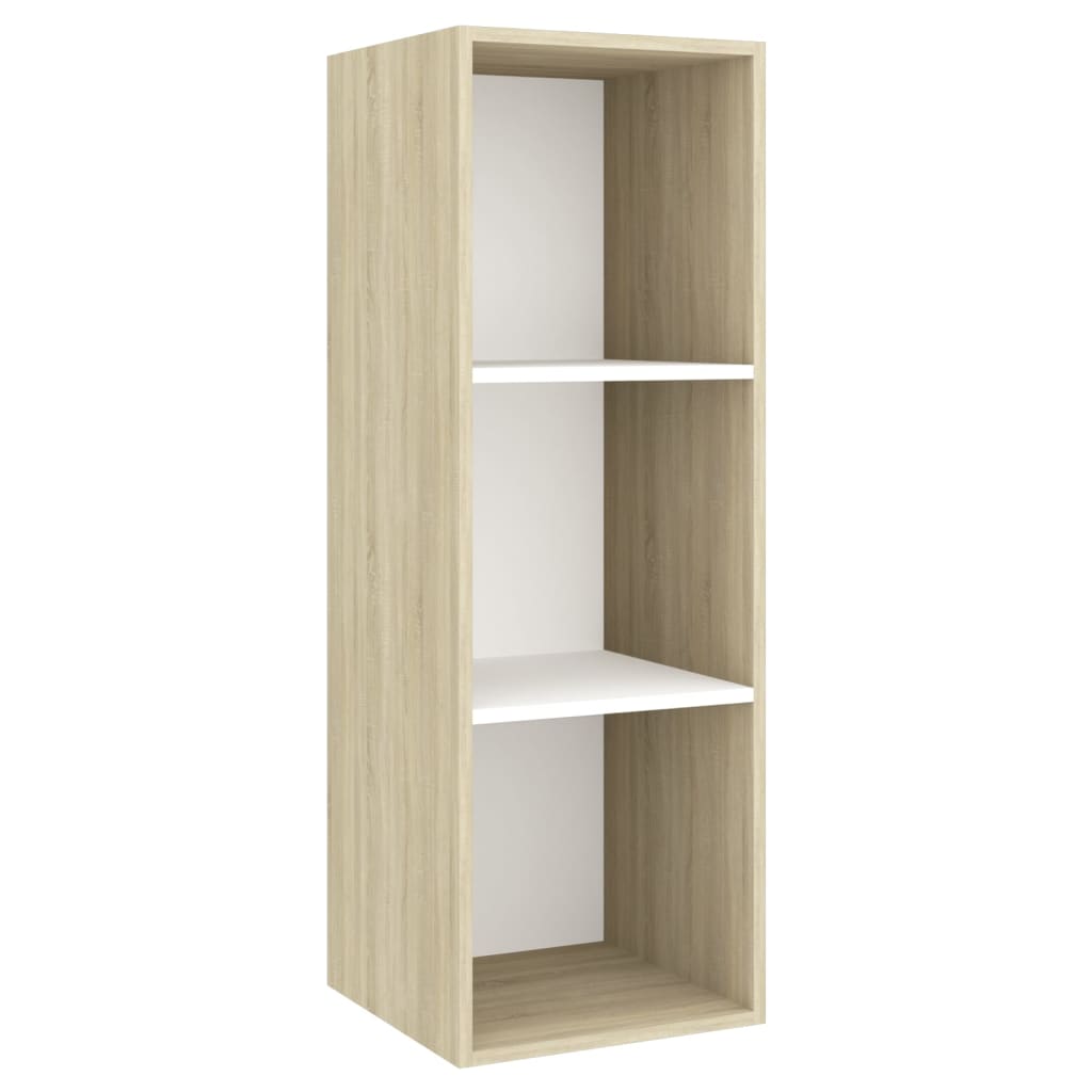 NNEVL 2 Piece TV Cabinet Set White and Sonoma Oak Chipboard-3