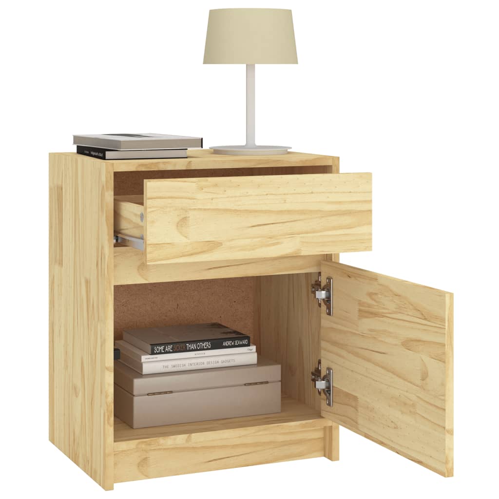 NNEVL Bedside Cabinet 40x31x50 cm Solid Pinewood-2