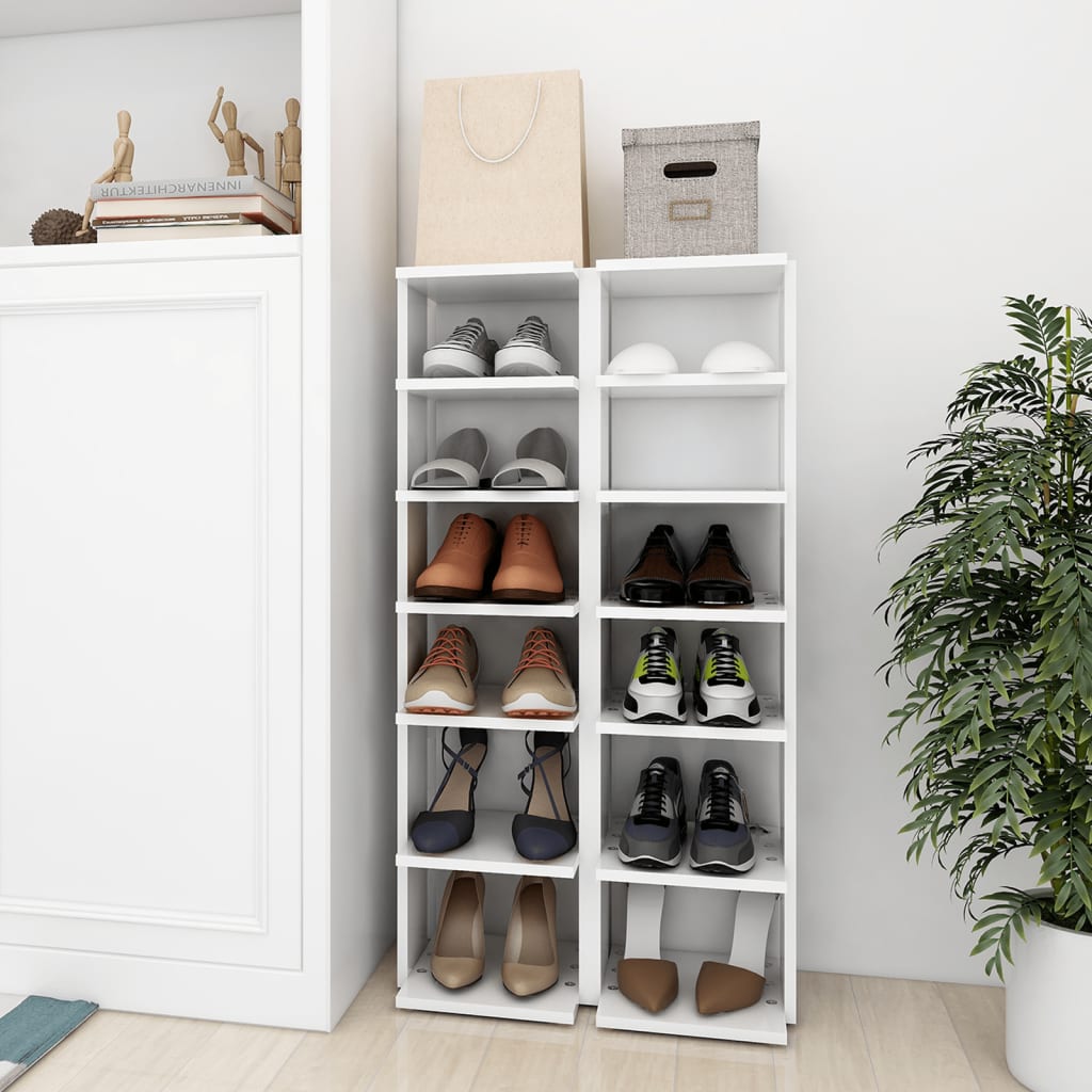 NNEVL Shoe Cabinets 2 pcs White 25x27x102 cm Chipboard-0