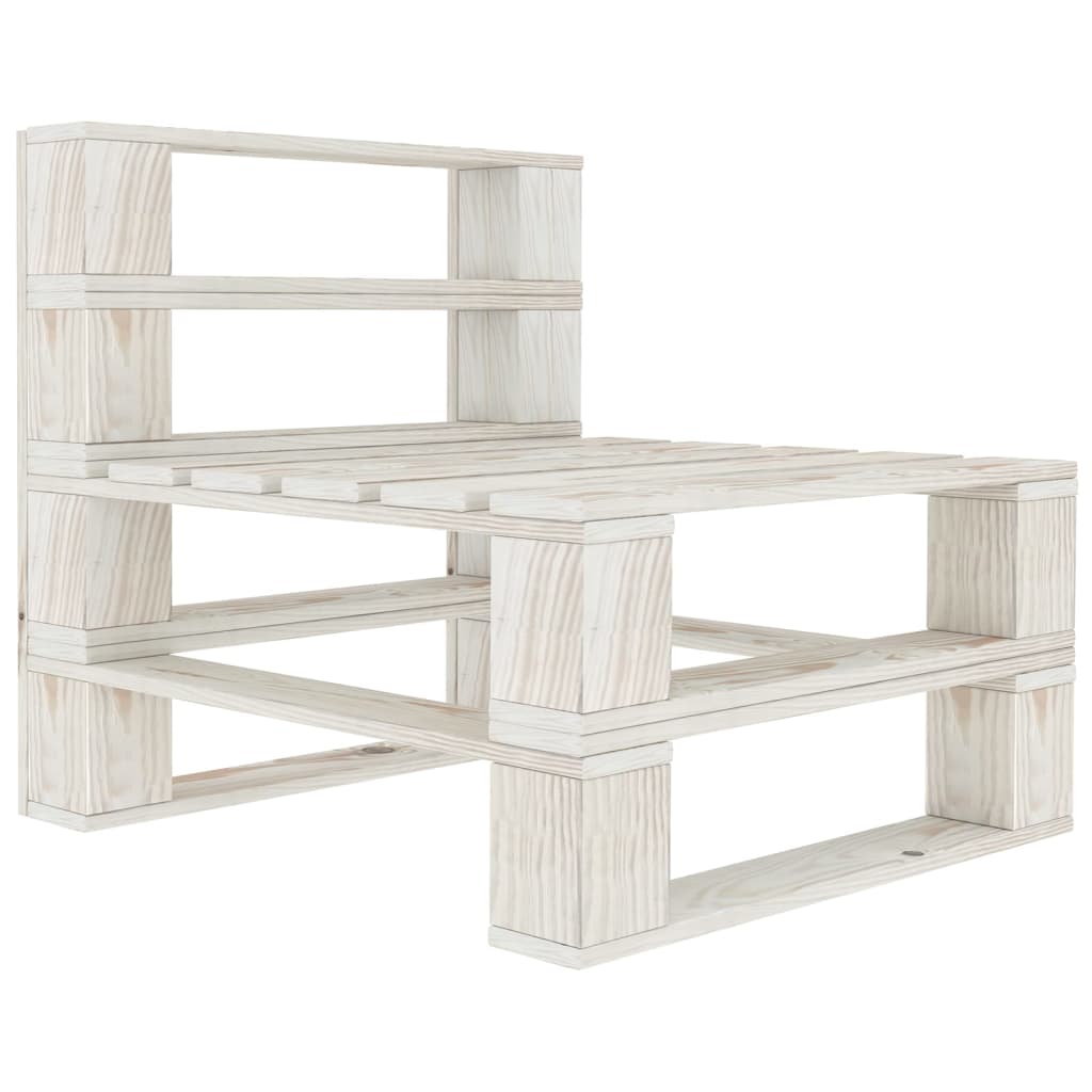 NNEVL 5 Piece Garden Pallet Lounge Set Solid Pinewood White-2