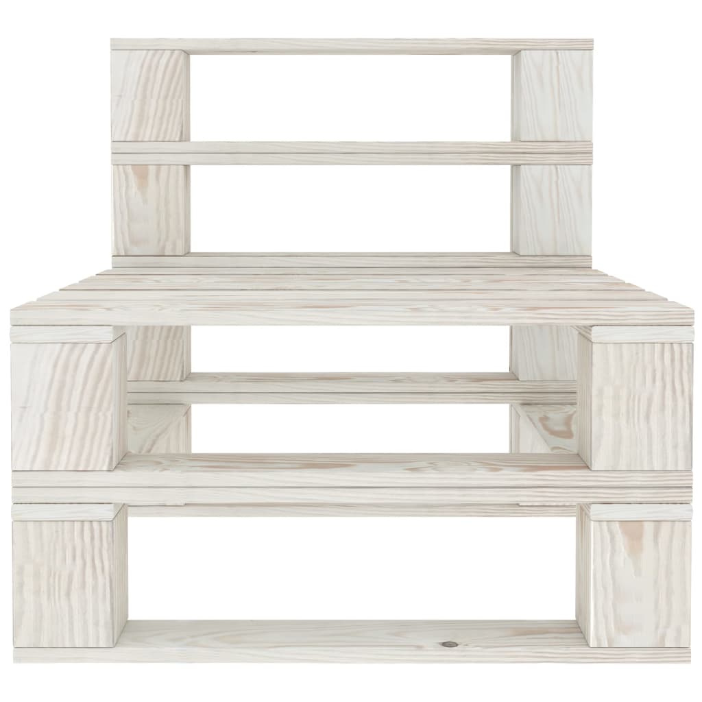 NNEVL 5 Piece Garden Pallet Lounge Set Solid Pinewood White-3