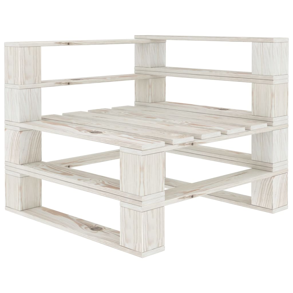 NNEVL 5 Piece Garden Pallet Lounge Set Solid Pinewood White-4