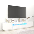 NNEVL TV Cabinet with LED Lights White 200x35x40 cm-0