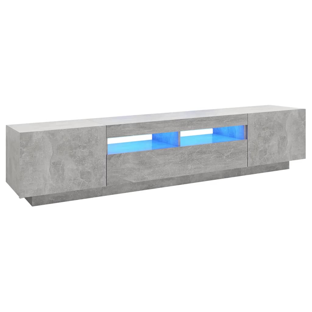 NNEVL TV Cabinet with LED Lights Concrete Grey 200x35x40 cm-1