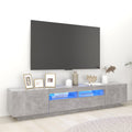 NNEVL TV Cabinet with LED Lights Concrete Grey 200x35x40 cm-0