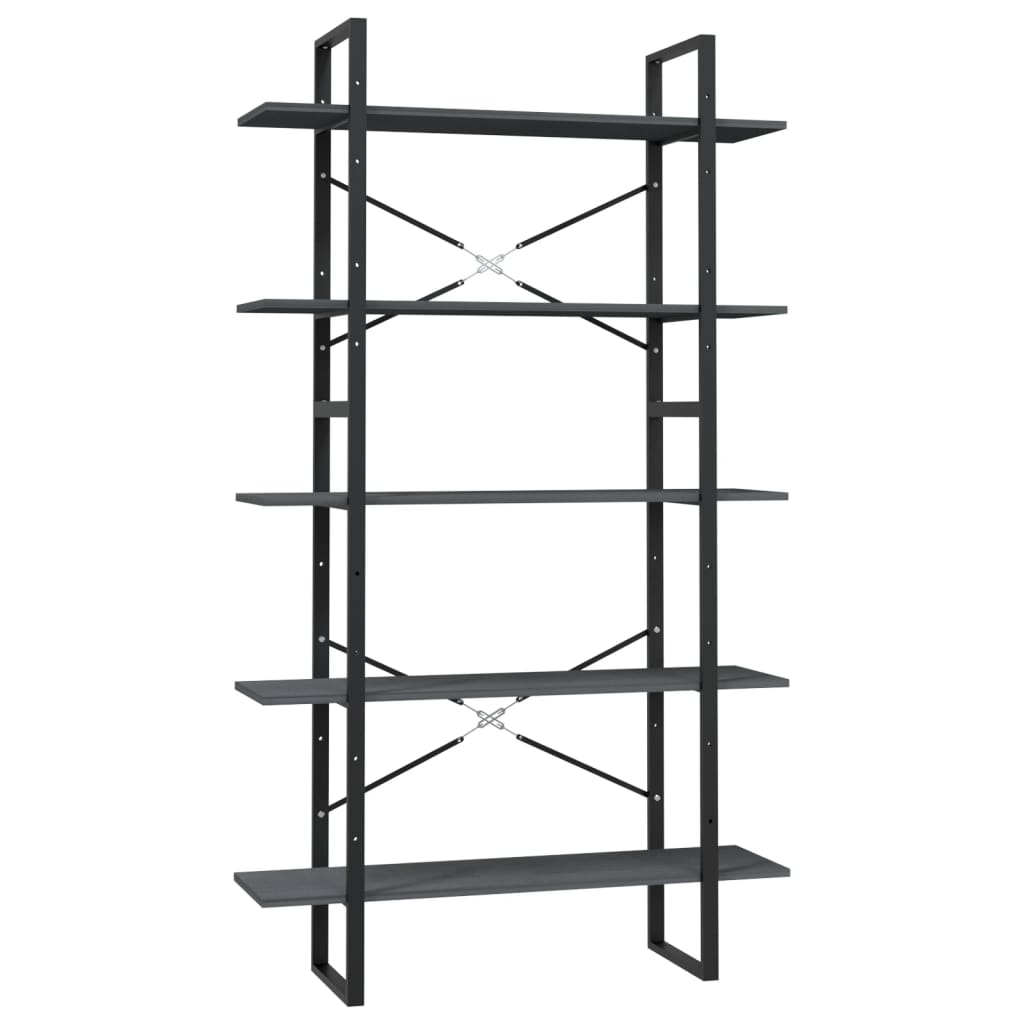 NNEVL 5-Tier Book Cabinet Grey 100x30x175 cm Pinewood-1