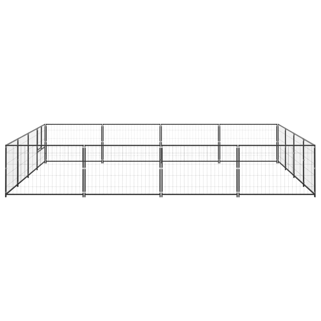 NNEVL Dog Kennel Black 16 m² Steel-1