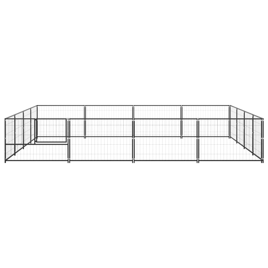NNEVL Dog Kennel Black 16 m² Steel-2
