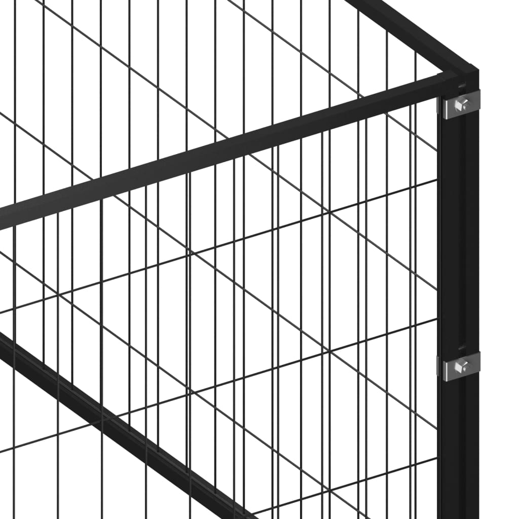 NNEVL Dog Kennel Black 16 m² Steel-4