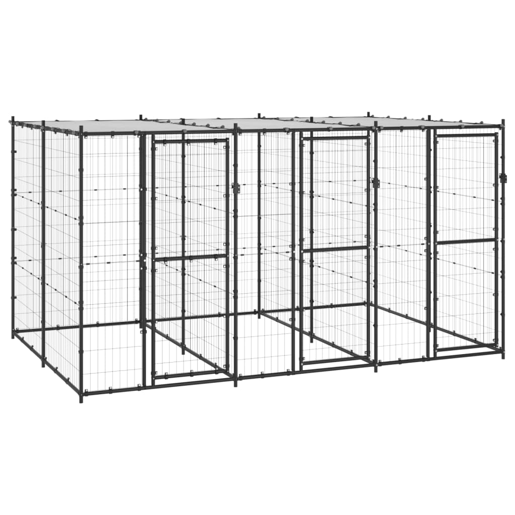 NNEVL Outdoor Dog Kennel Steel with Roof 7.26 m²-0