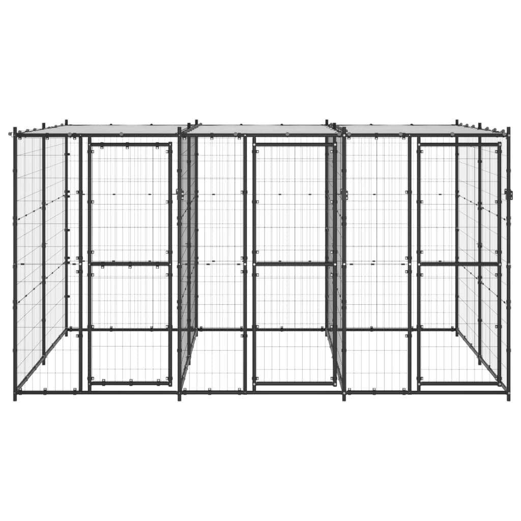 NNEVL Outdoor Dog Kennel Steel with Roof 7.26 m²-1