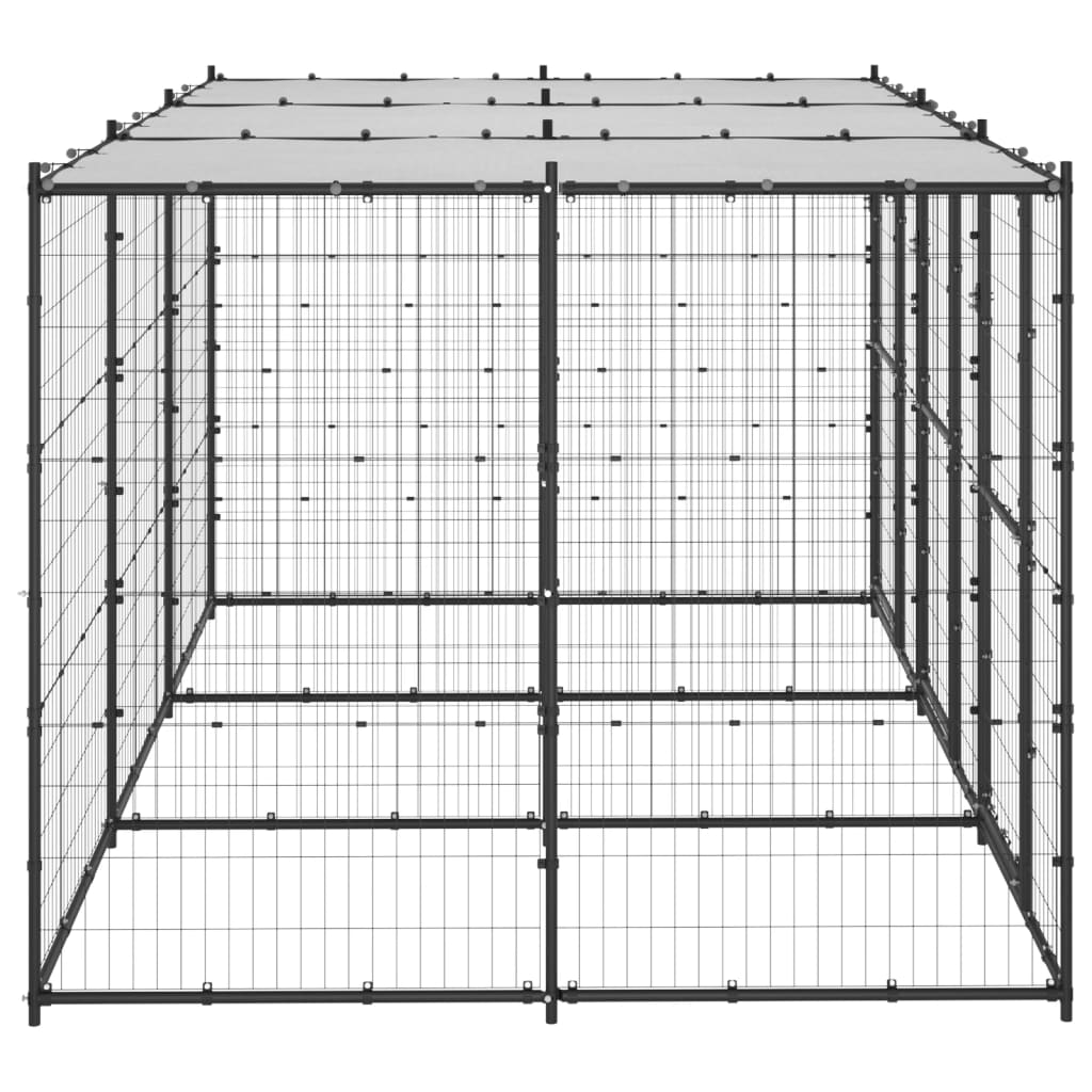NNEVL Outdoor Dog Kennel Steel with Roof 7.26 m²-2