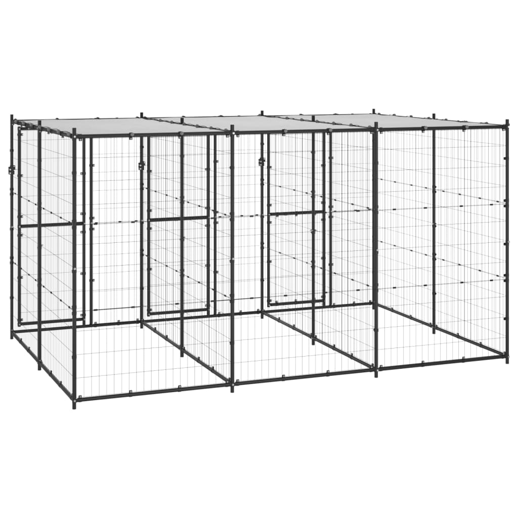 NNEVL Outdoor Dog Kennel Steel with Roof 7.26 m²-3