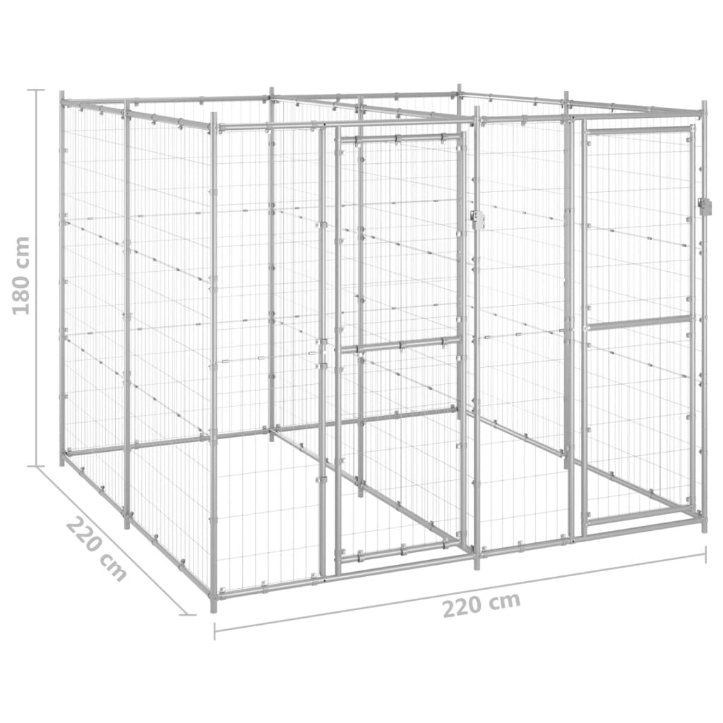 NNEVL Outdoor Dog Kennel Galvanised Steel 4.84 m²-4