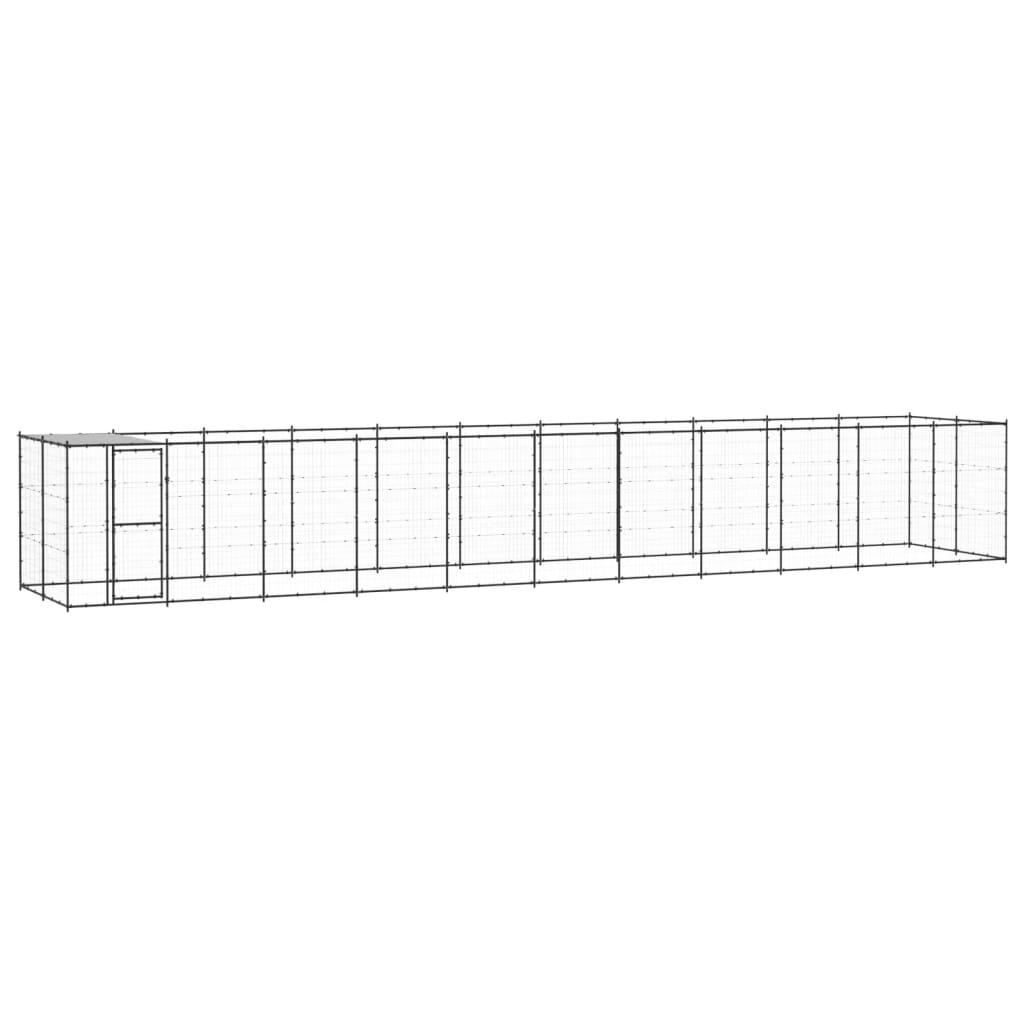NNEVL Outdoor Dog Kennel Steel with Roof 26.62 m²-0