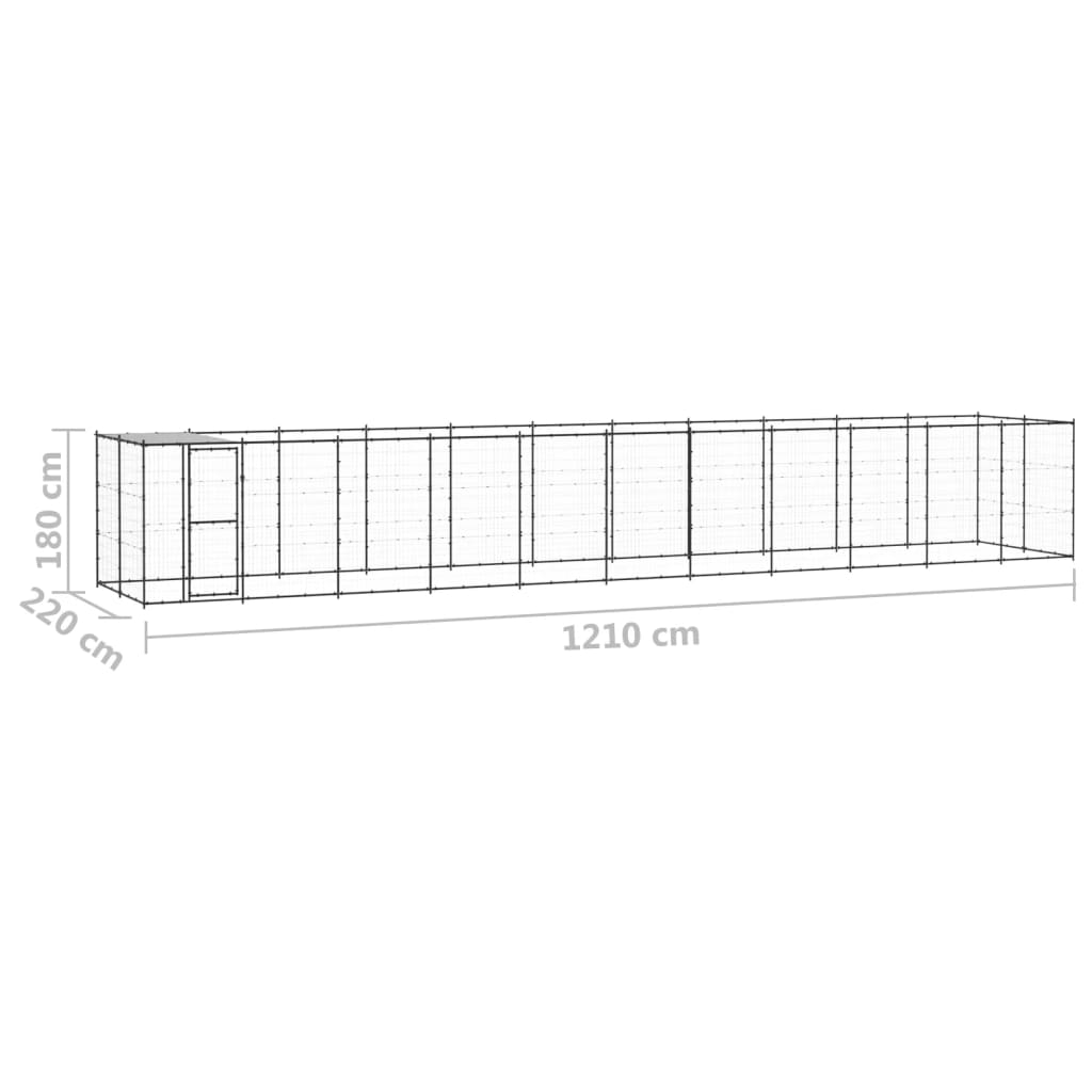 NNEVL Outdoor Dog Kennel Steel with Roof 26.62 m²-4