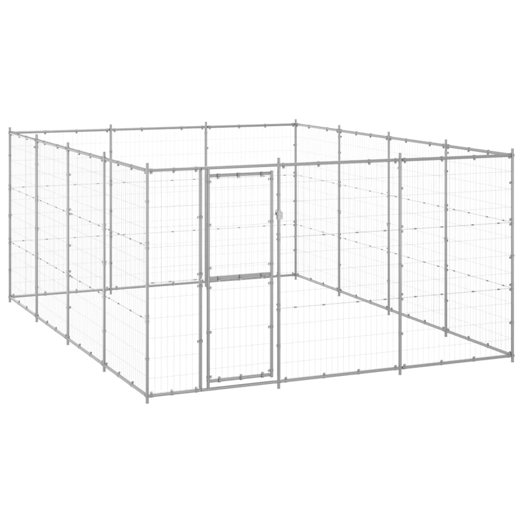 NNEVL Outdoor Dog Kennel Galvanised Steel 14.52 m²-0