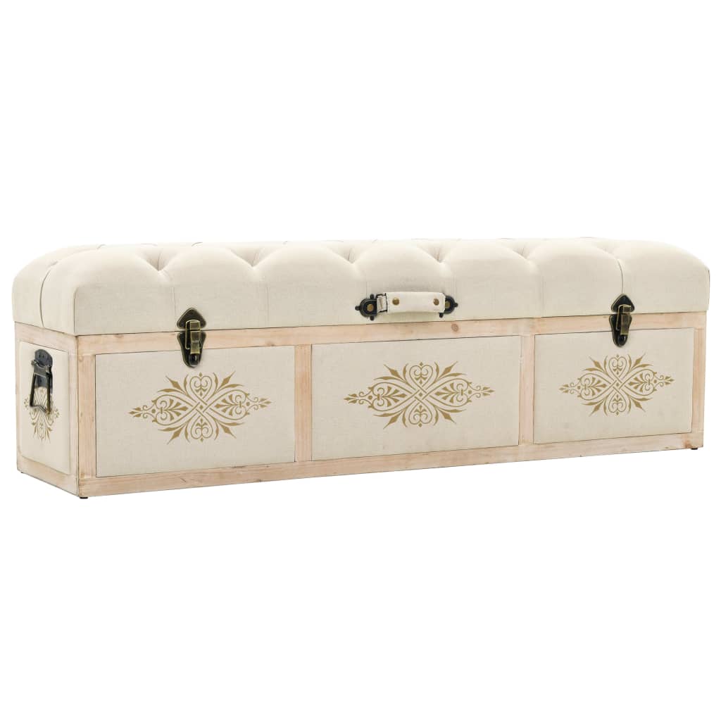 NNEVL Storage Bench 110 cm Cream Solid Firwood and Fabric-0