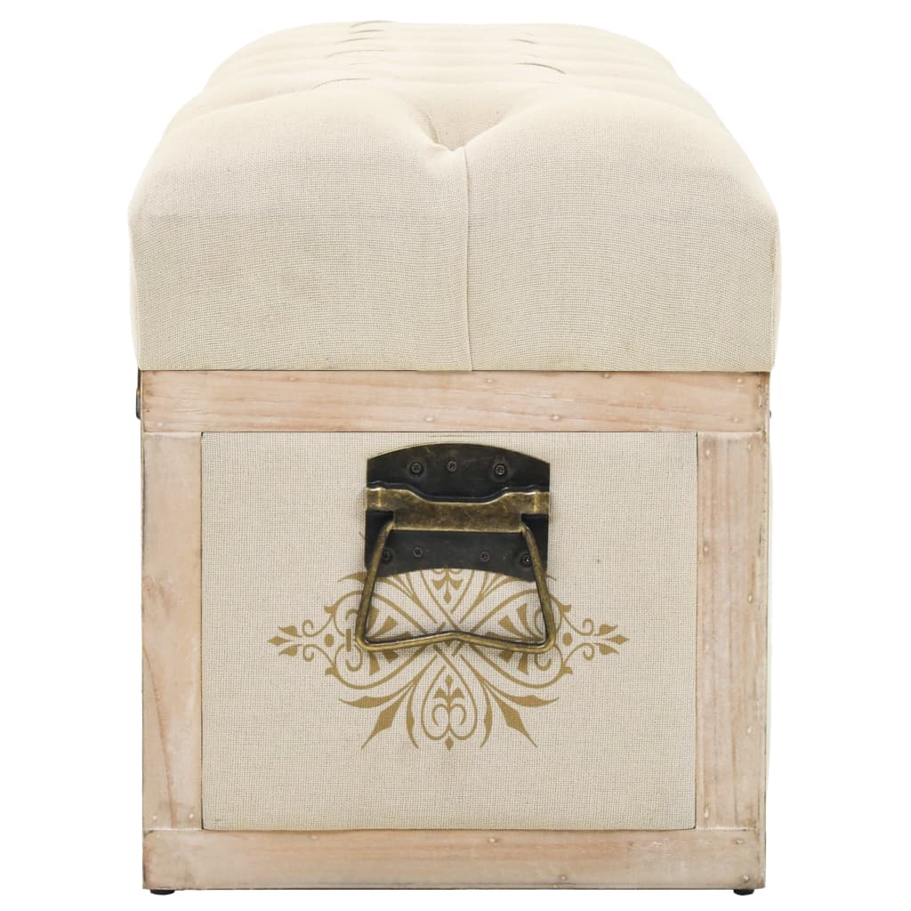 NNEVL Storage Bench 110 cm Cream Solid Firwood and Fabric-3
