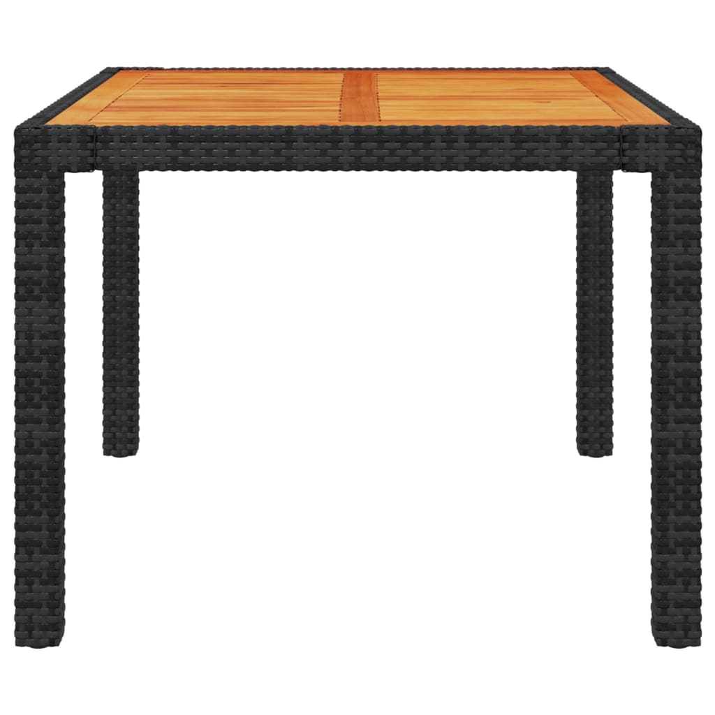 NNEVL Garden Table 90x90x75 cm Poly Rattan and Acacia Wood Black-2