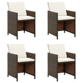 NNEVL Garden Chairs with Cuhsions 4 pcs Poly Rattan Brown-0