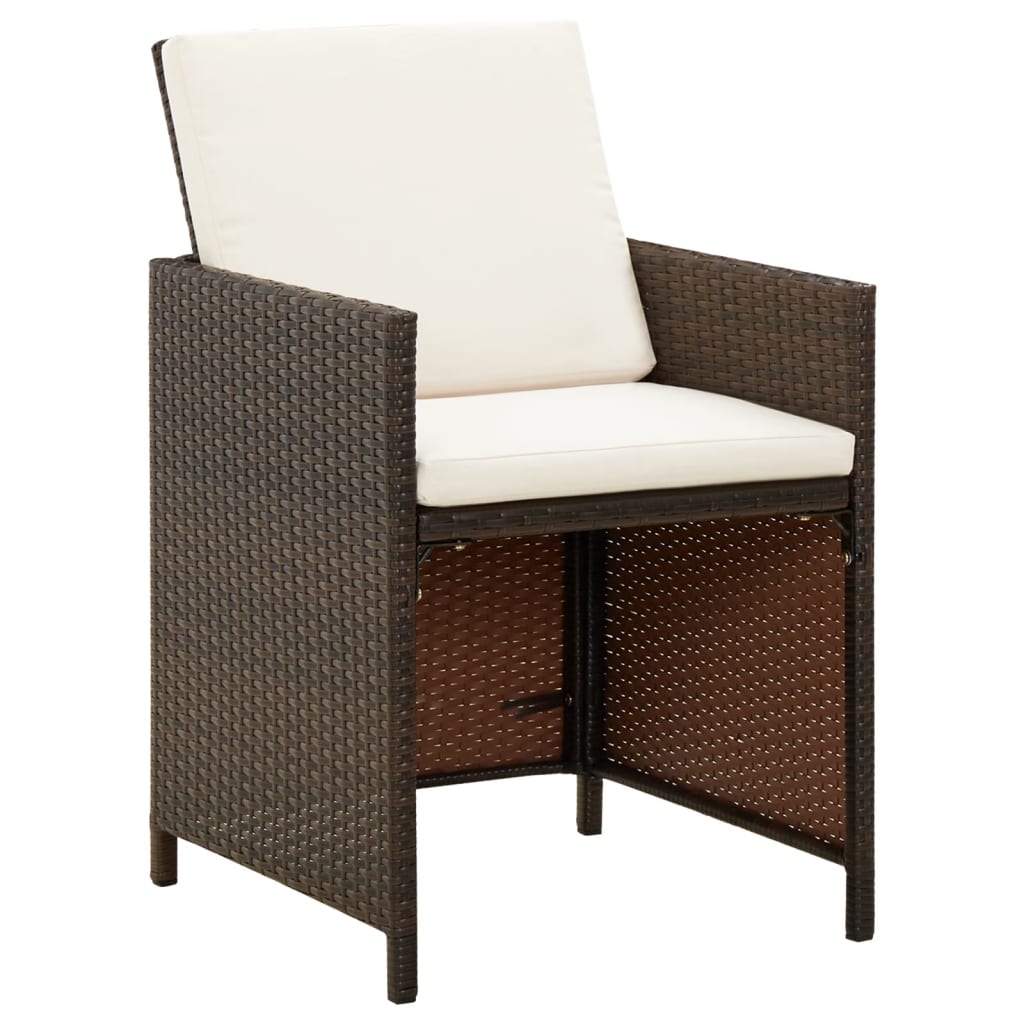 NNEVL Garden Chairs with Cuhsions 4 pcs Poly Rattan Brown-1