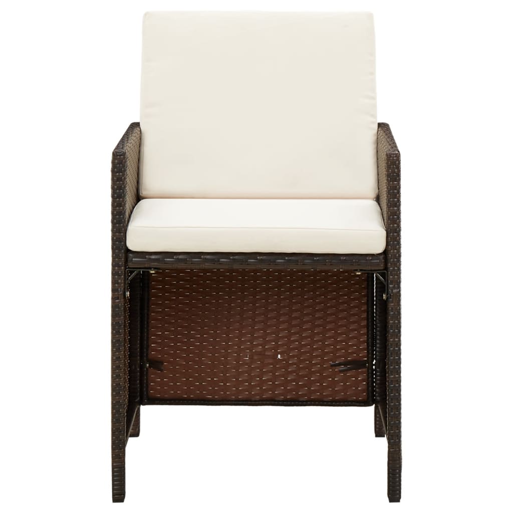 NNEVL Garden Chairs with Cuhsions 4 pcs Poly Rattan Brown-2