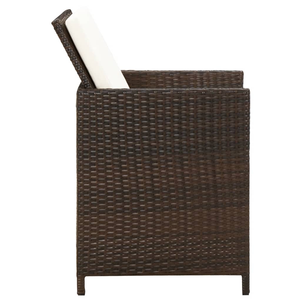 NNEVL Garden Chairs with Cuhsions 4 pcs Poly Rattan Brown-3