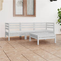 NNEVL 4 Piece Garden Lounge Set White Solid Wood Pine-0
