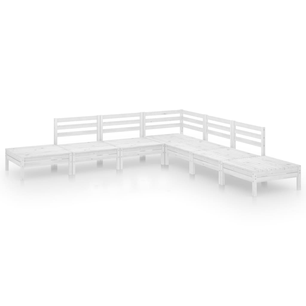 NNEVL 7 Piece Garden Lounge Set Solid Pinewood White-1