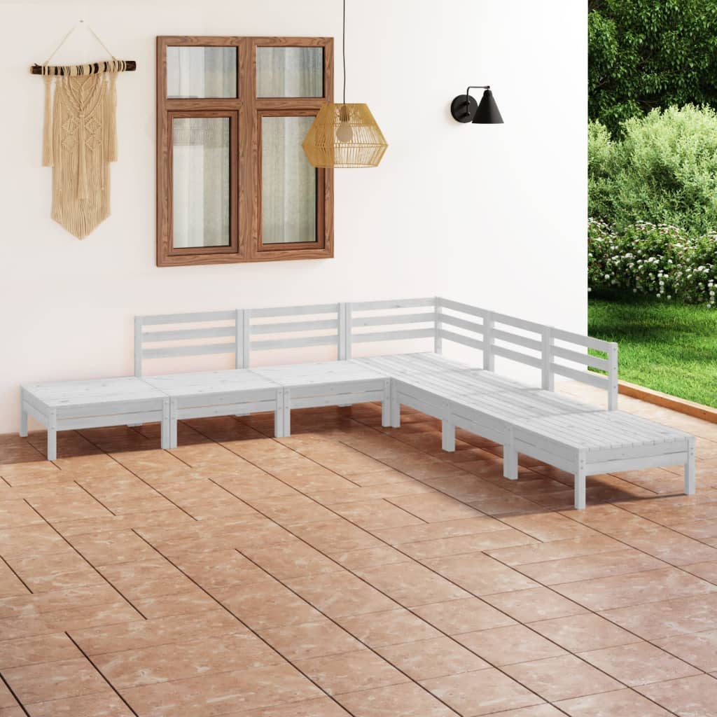 NNEVL 7 Piece Garden Lounge Set Solid Pinewood White-0