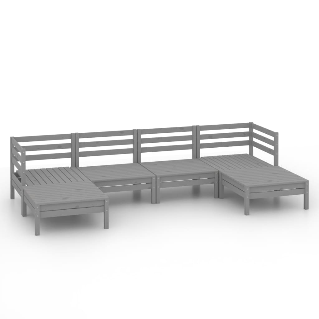 NNEVL 6 Piece Garden Lounge Set Grey Solid Pinewood-1